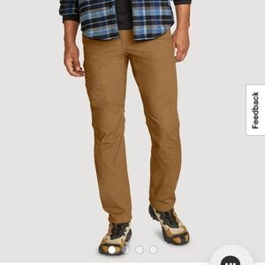 Eddie Bauer Men's Fleece-Lined Rappel Canvas Pants Dark Brown Sz 38x30 Casual